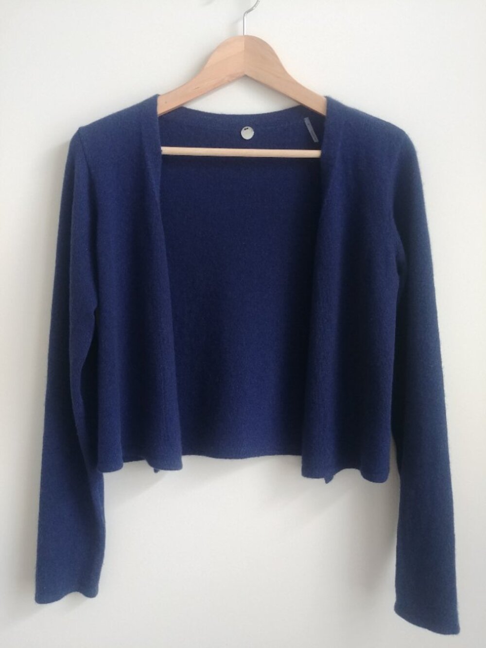 Margaret O'Leary 100% cashmere dark navy blue open front cardigan sweater top XS